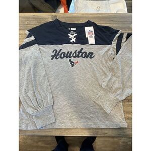 NWT NFL Houston Texans Womens Size Medium T-Shirt Gray Long Sleeve. 1